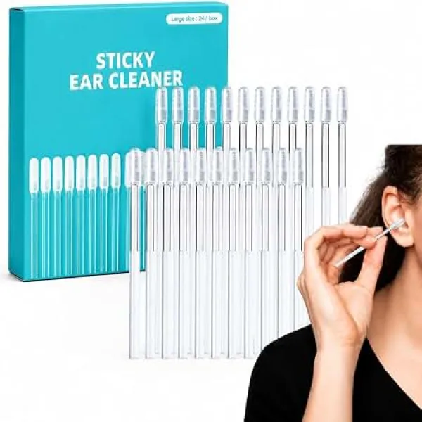 [24 Pcs Box ] Silicone EarWax Remover Sticky Ear Picks