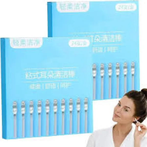 [24 Pcs Box ] Silicone EarWax Remover Sticky Ear Picks